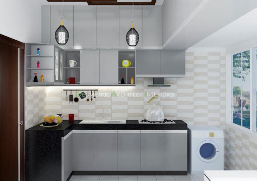 black and white combination kitchen