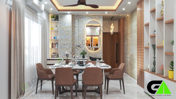 dining room with showpiece cabinet